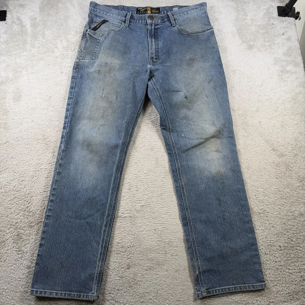 Ariat FR Jeans Mens 36x32 M3 Loose Straight Blue Denim Stretch Flame Resistant